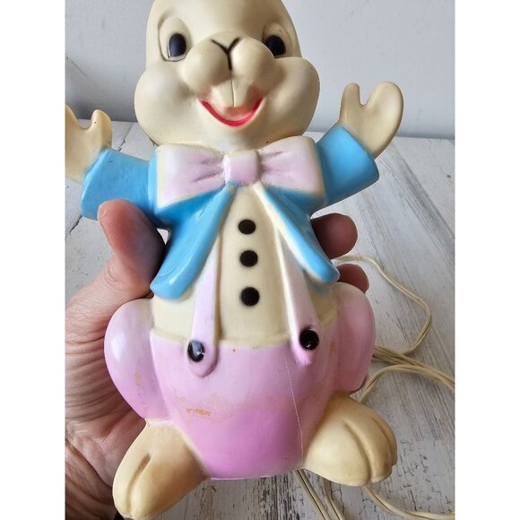Nan-san Easter Bunny rabbit blow mold light up RARE mini tabletop vintage spring - Picture 8 of 8